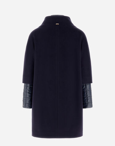 COAT IN LUXURY WOOL AND NYLON ULTRALIGHT in Navy Blue for Women 