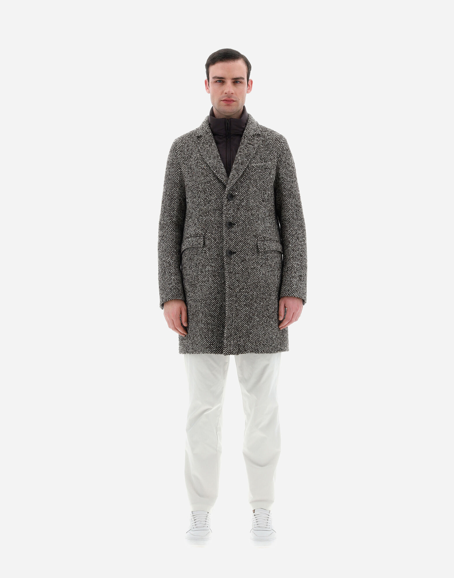 Herno herringbone overcoat online