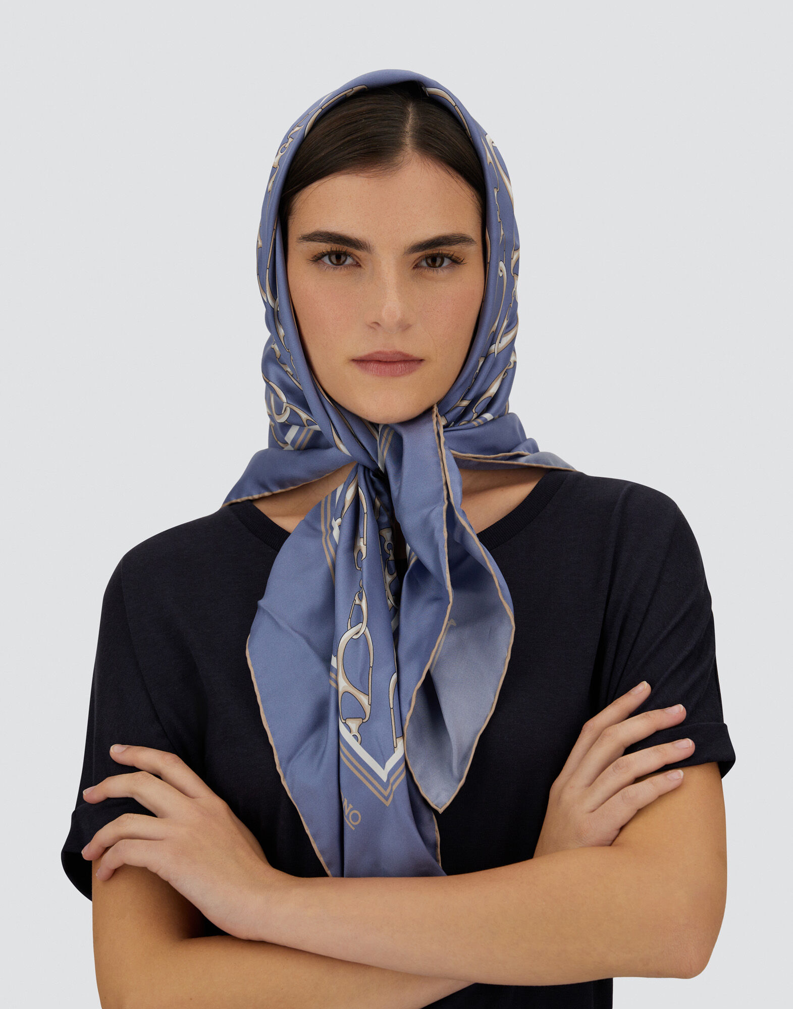 レディース SCARF IN ICONIC PRINT SILK ライトブルー | Herno® (ヘルノ)