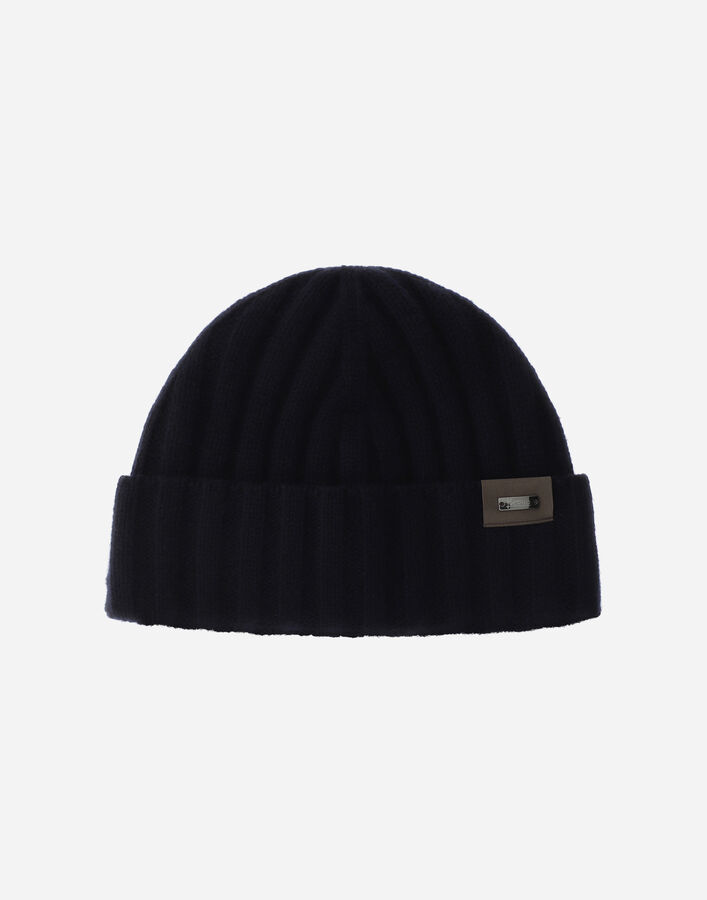 Herno CASHMERE AND ALCANTARA BEANIE Dark Blue BER001UNW710349290