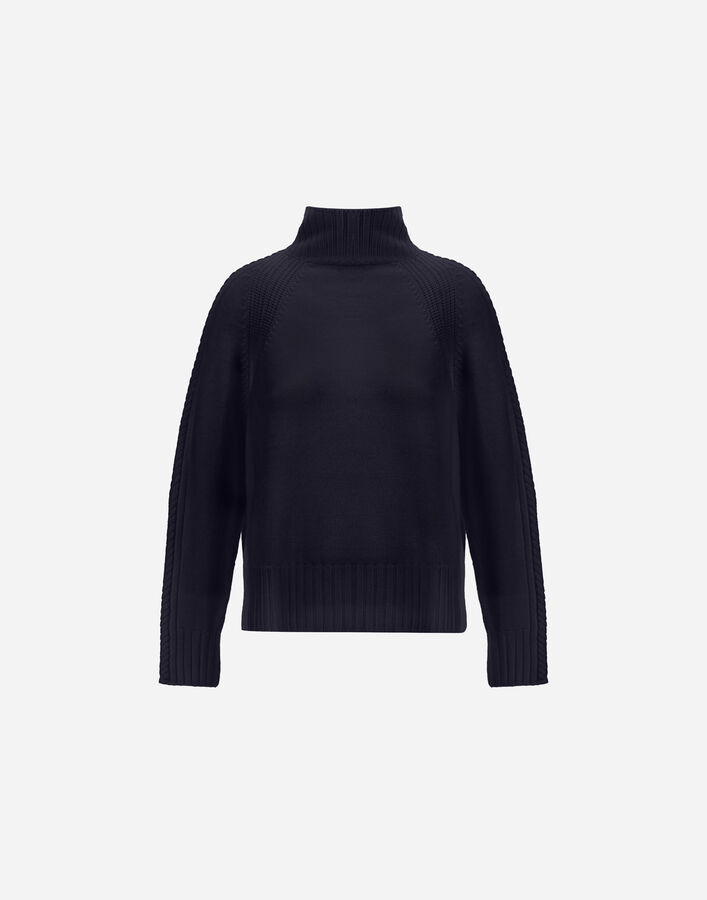 Herno SWEATER IN RIBBED & BRAIDED MERINO WOOL Dark Blue ML000053D703059290