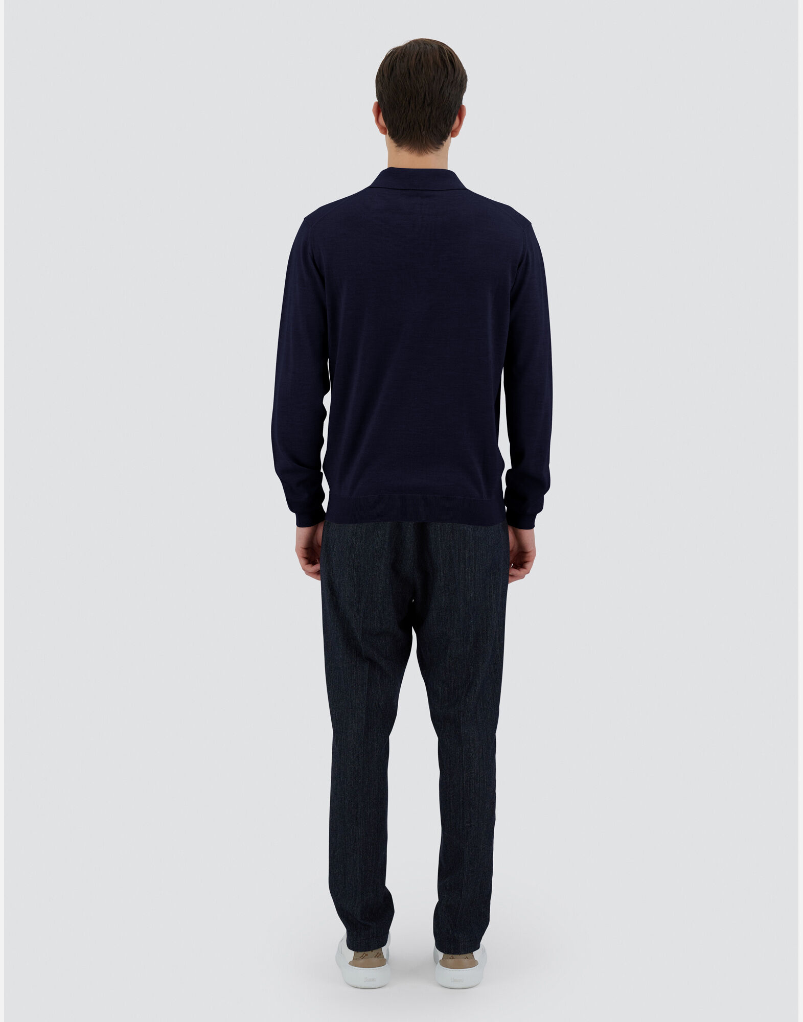 メンズ ウール シルク ニット ポロシャツ ダークブルー | Herno® (ヘルノ)