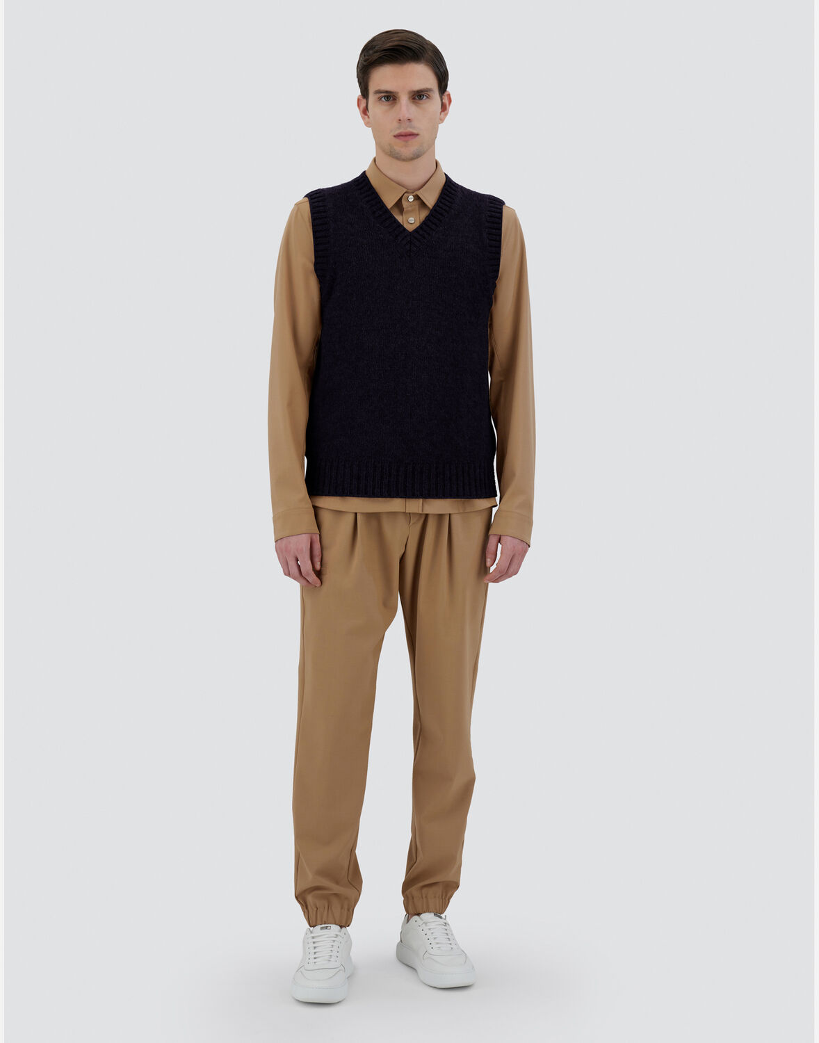Herno Vest In Plain Alpaca Wool In Navy Blue