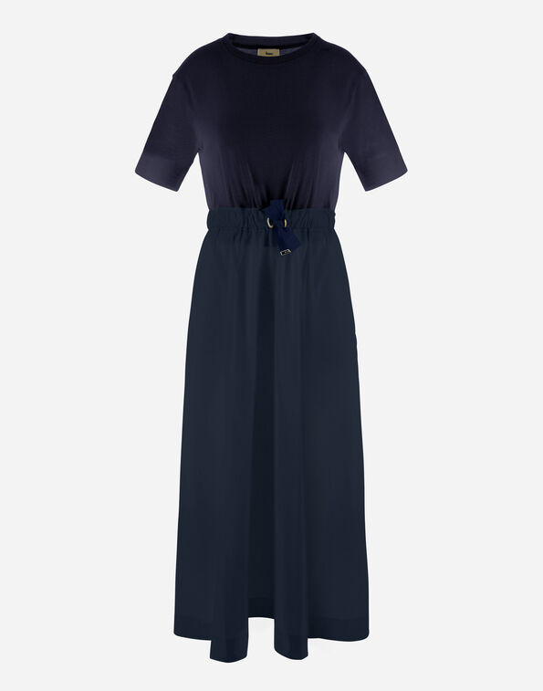 Herno DRESS IN GLAM KNIT EFFECT AND TECHNO TAFFETA Navy Blue AB000032D520569200
