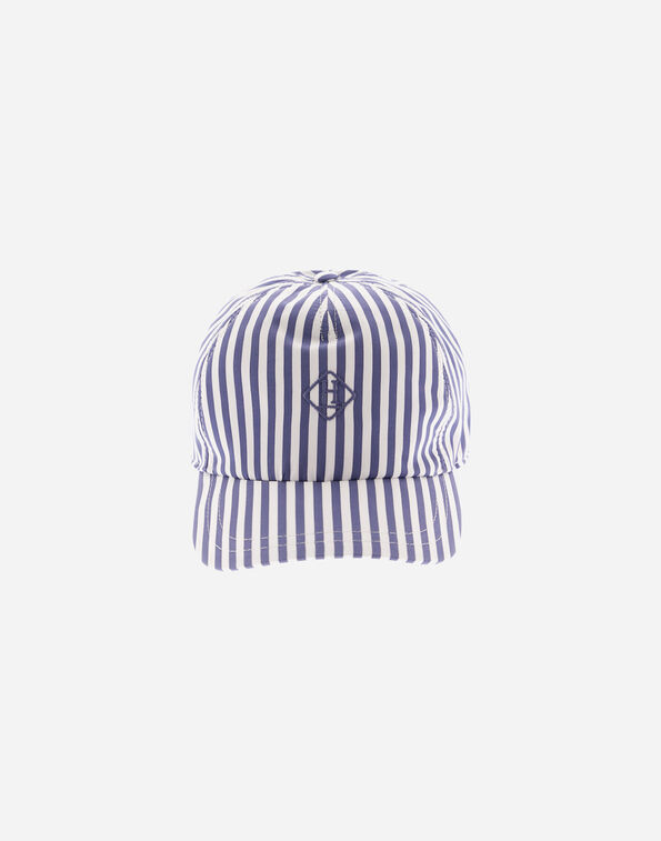 Herno BASEBALL CAP IN STRIPED POPELINE Navy Blue BER00048U133179200