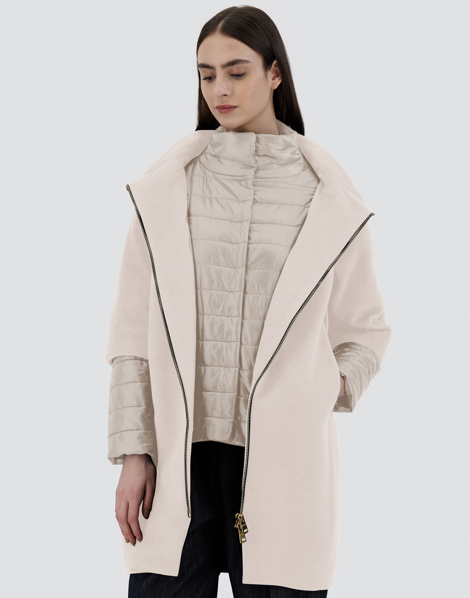 ABRIGO DE LUXURY WOOL Y NYLON ULTRALIGHT en Beige claro de Mujer Herno