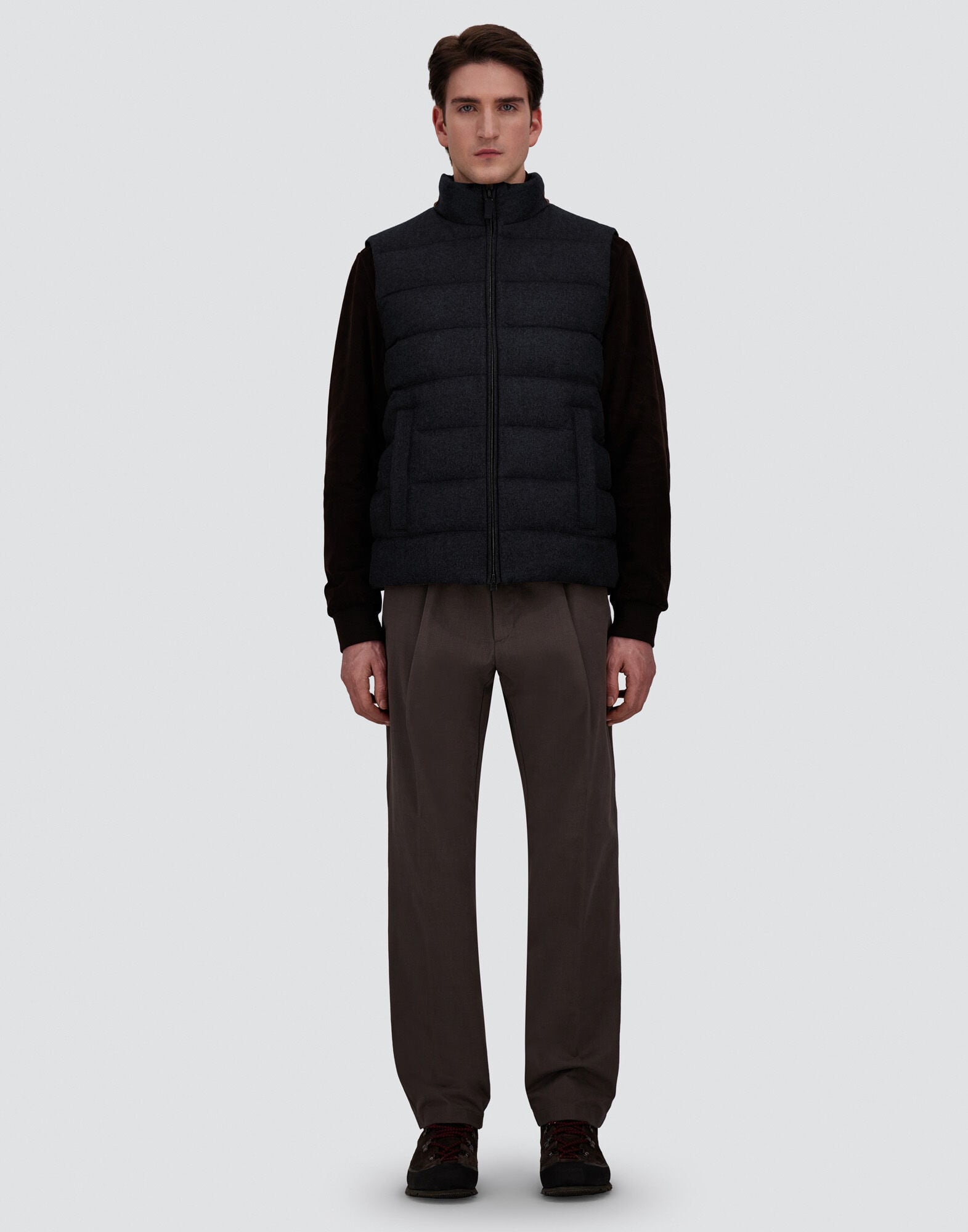 メンズ CASHMERE AND SILK VEST WITH MONOGRAM ネイビーブルー | Herno