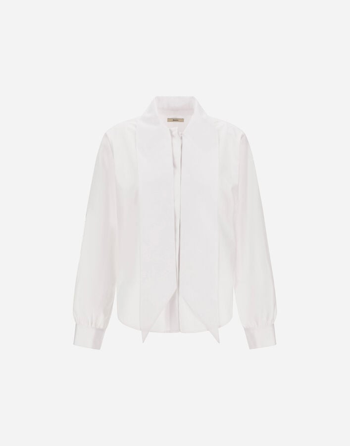 Herno COTTON POPLIN SHIRT WITH BOW White CM000069D133431000