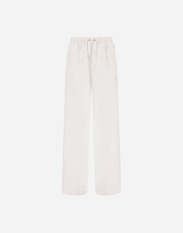 Herno TROUSERS IN BRODERIE ANGLAISE COTTON White PT000221D13322RIC1000