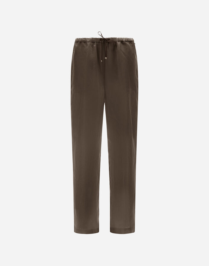 Herno RESORT NEW LINEN TROUSERS Dark Chocolate PT00040DR17105Z8810
