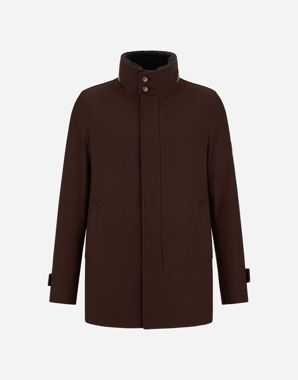 Herno SHORT COAT IN PURE CASHMERE AND SUEDE EFFECT Dark Brown GC000124U381268800