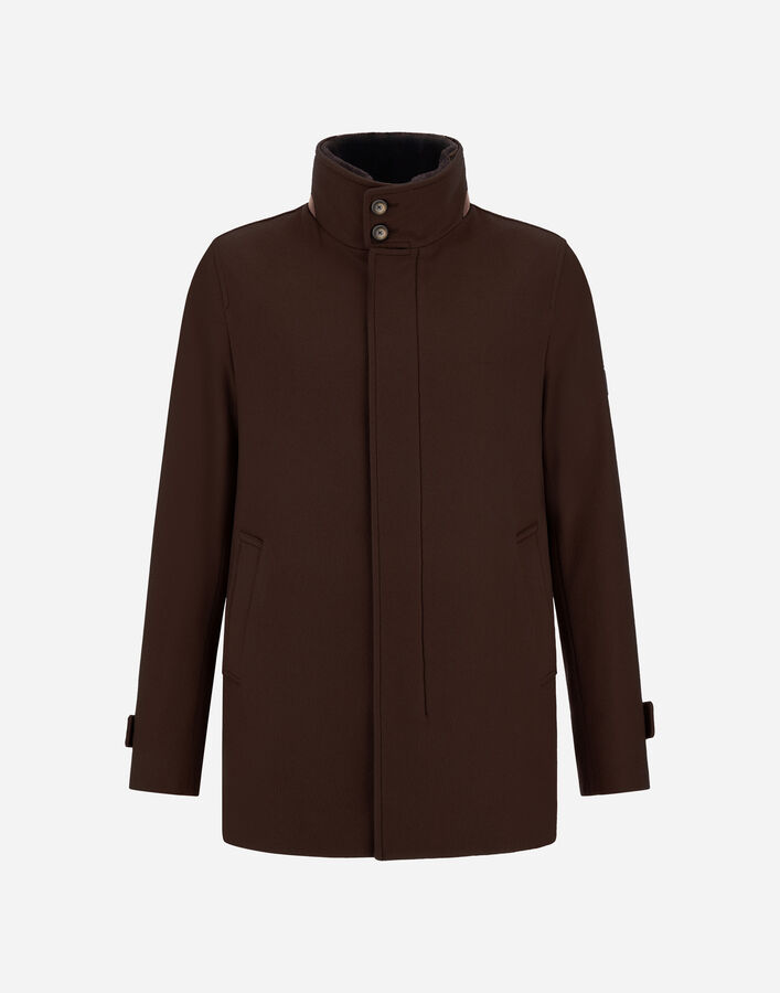 Herno SHORT COAT IN PURE CASHMERE AND SUEDE EFFECT Dark Brown GC000124U381268800