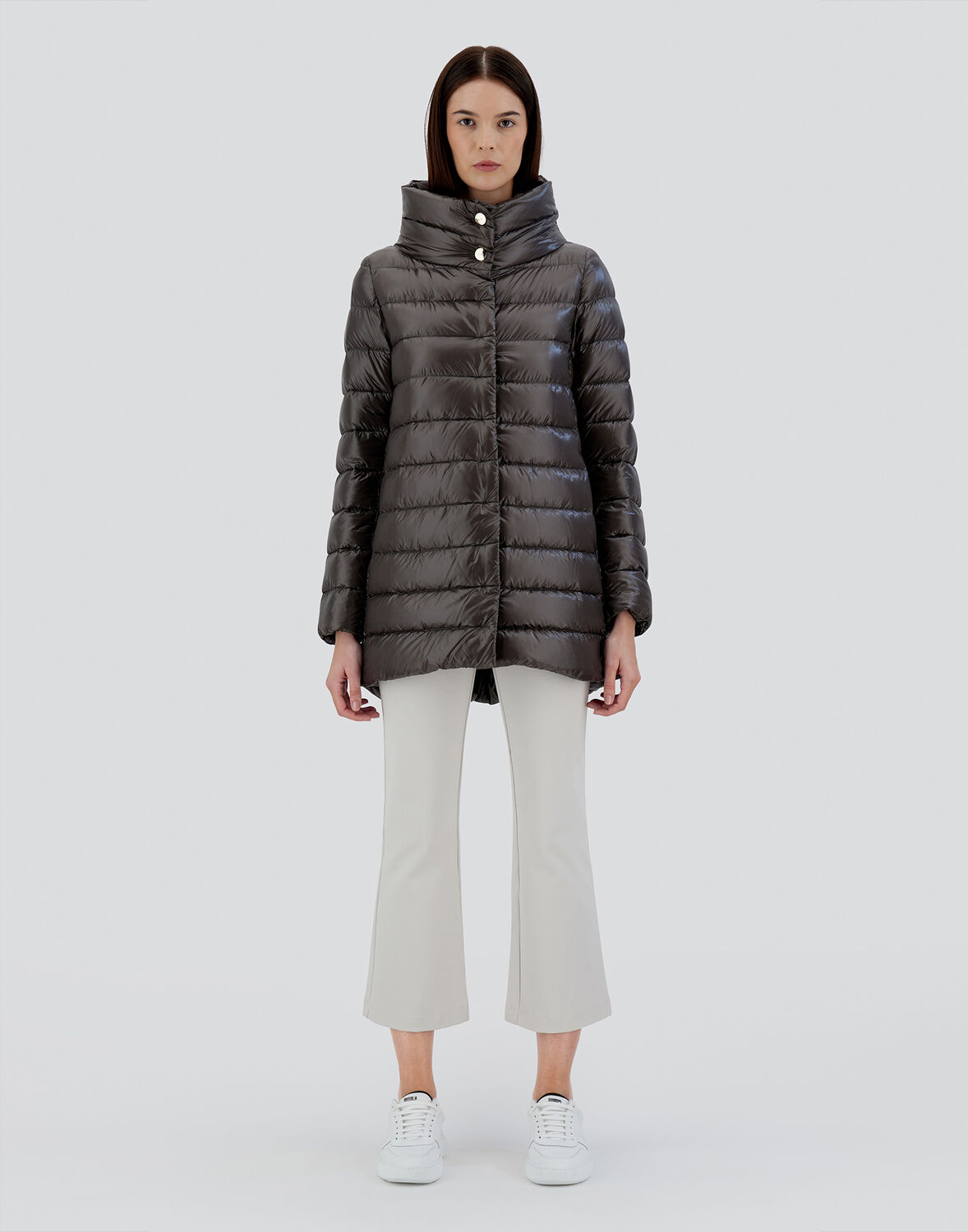 Herno Amelia Quilted Nylon Down Jacket In Grey