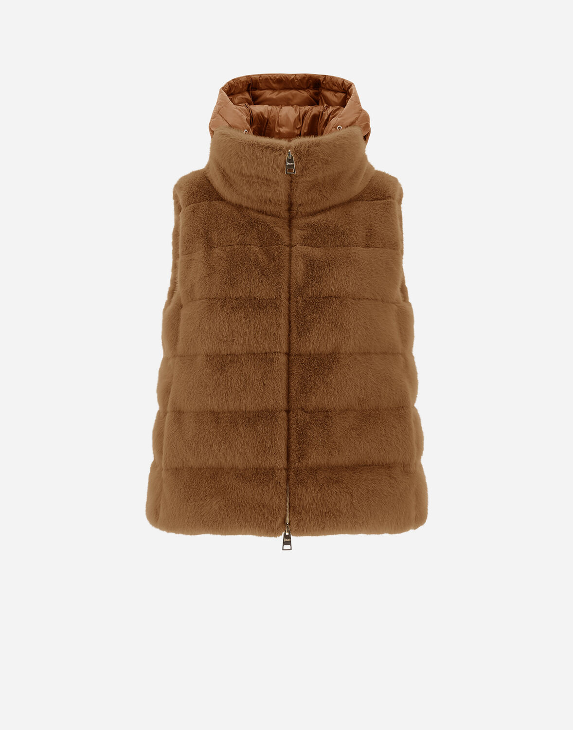 Herno ニュー・レディ・フェイクファー ベスト In Camel