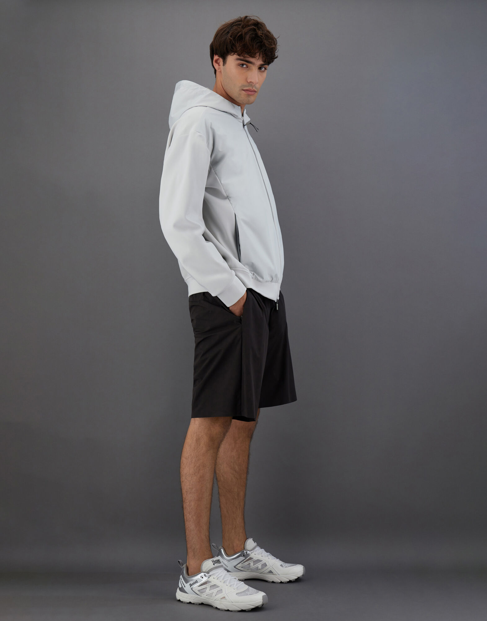 LAMINAR CARDIGAN IN TECH DOUBLE in Ice for Men Herno