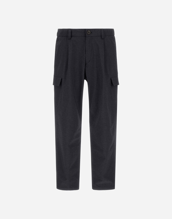 Herno RESORT CARGO TROUSERS IN MELANGE-EFFECT STRETCH NYLON Navy Blue PT00035UR12742S9200
