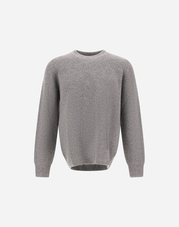 Herno CASHMERE AND WOOL FISHERMAN'S RIB SWEATER Pearl Grey MG000214U703689404