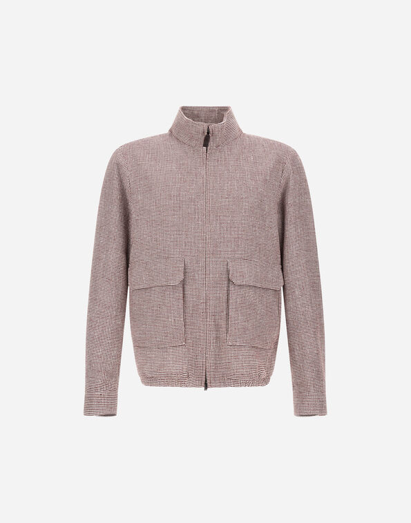 Herno BOMBER JACKET IN PIED DE POULE LINEN Bordeaux GI000633U171546700