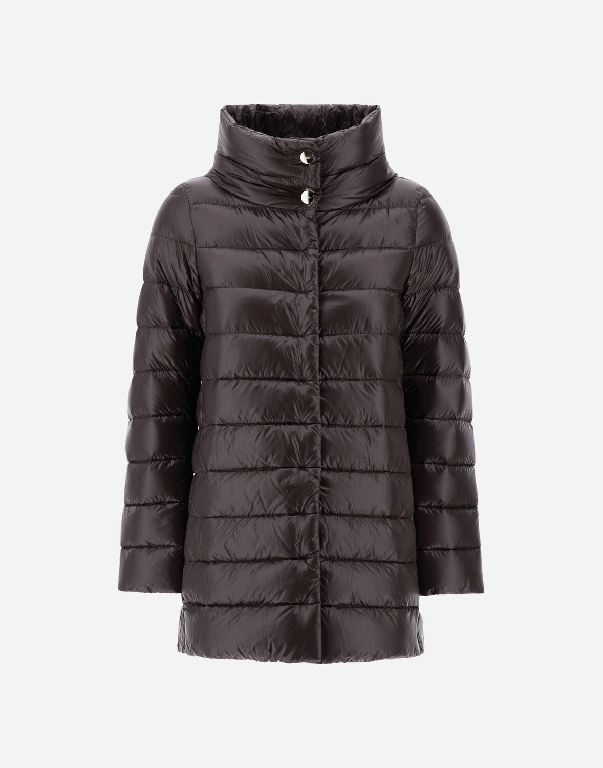 Herno Amelia Quilted Nylon Down Jacket In Dark Chocolate