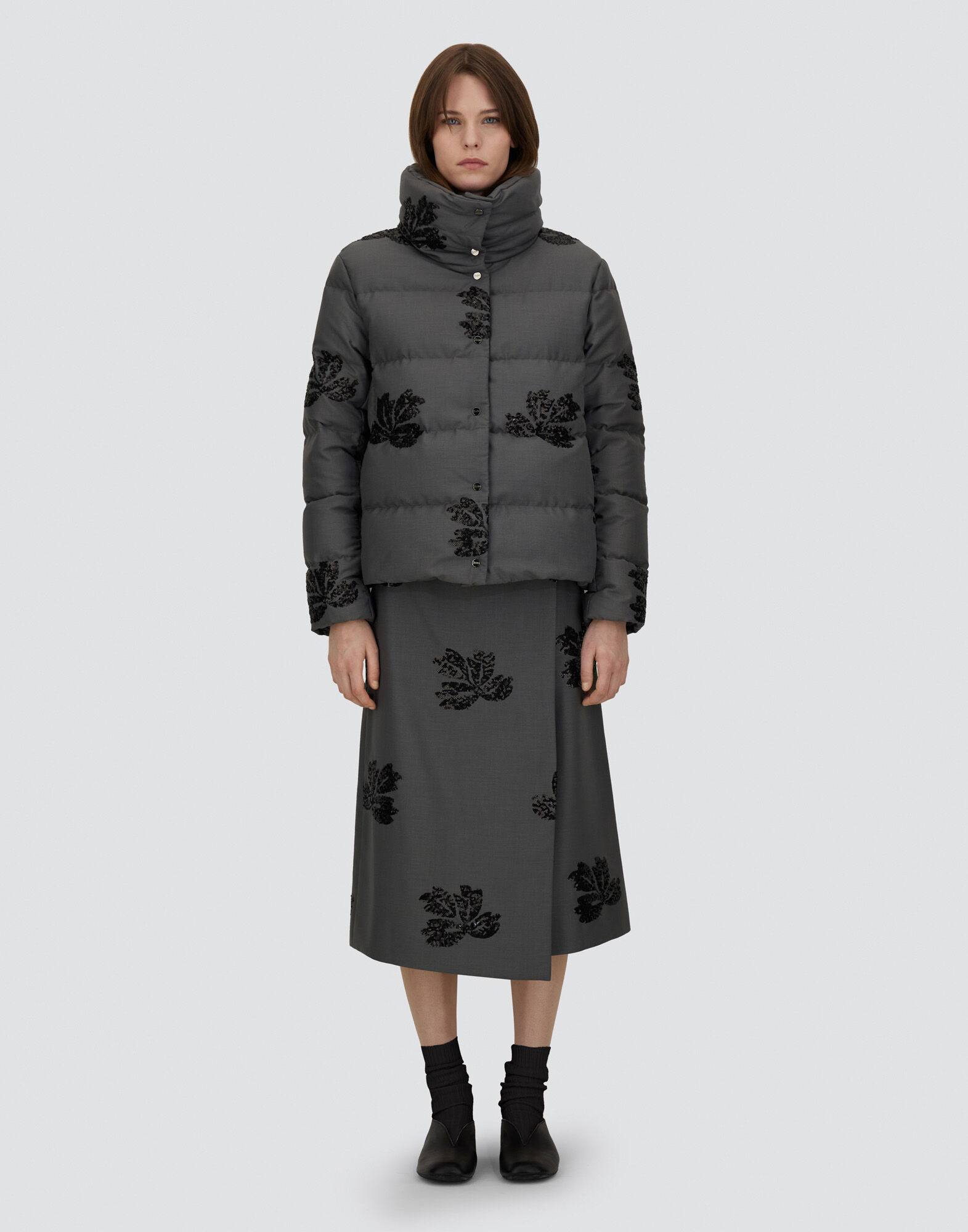 レディース 刺繍入りフランネル ジャケット アイアン | Herno® (ヘルノ)