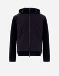 Herno RESORT CARDIGAN IN INFINITY WOOL RIB & LIGHT NYLON STRETCH Navy Blue MC00032UR701869200