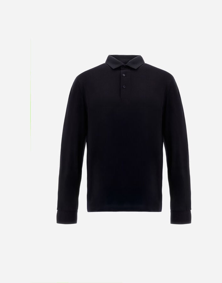 Herno RESORT POLO SHIRT IN WOOL JERSEY WITH A SHINY FINISH Dark Brown JPL0013UR520688800