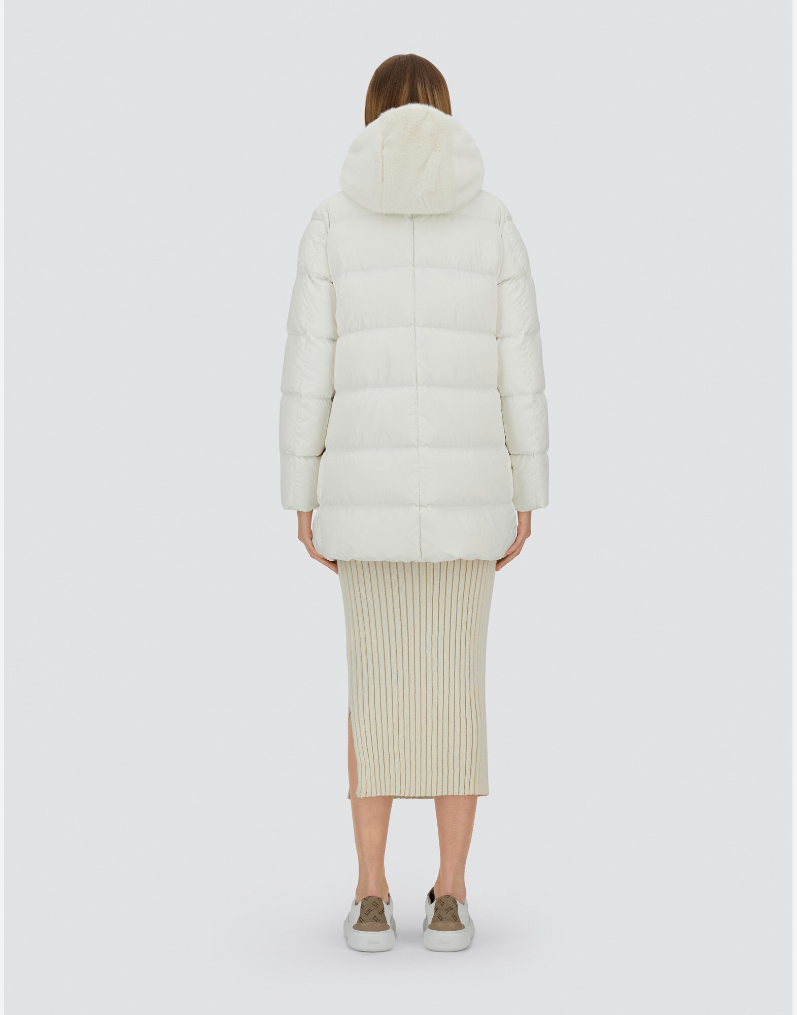 A SHAPE JACKET IN SATIN AND NEW LADY FAUX FUR in White for Women Herno