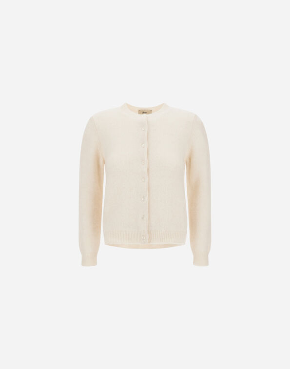 Herno STOCKING-STITCH ALPACA AND WOOL CARDIGAN Milk White MC000208D703471010