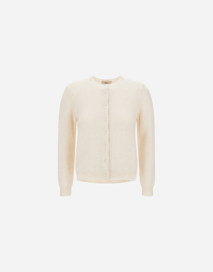 Herno STOCKING-STITCH ALPACA AND WOOL CARDIGAN Milk White MC000208D703471010
