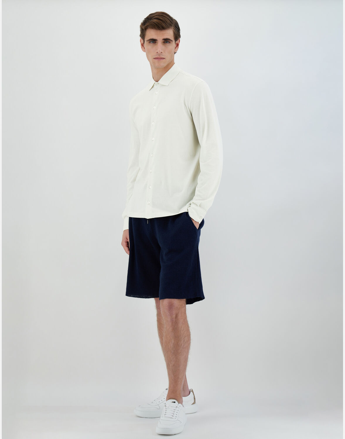 Shop Herno Shirt In Crepe Jersey In ホワイト