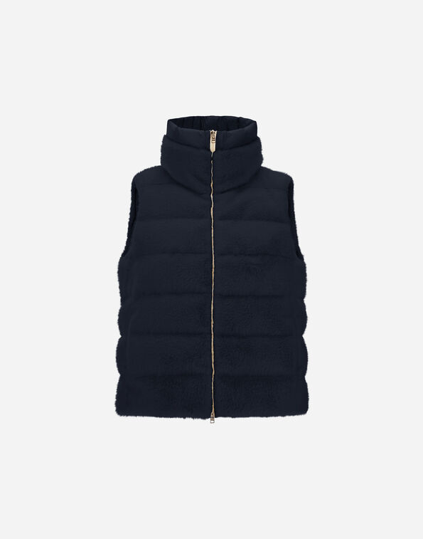 Herno VEST IN LADY ALTERNATIVE FUR AND NYLON ULTRALIGHT Navy Blue PI002122D126309200