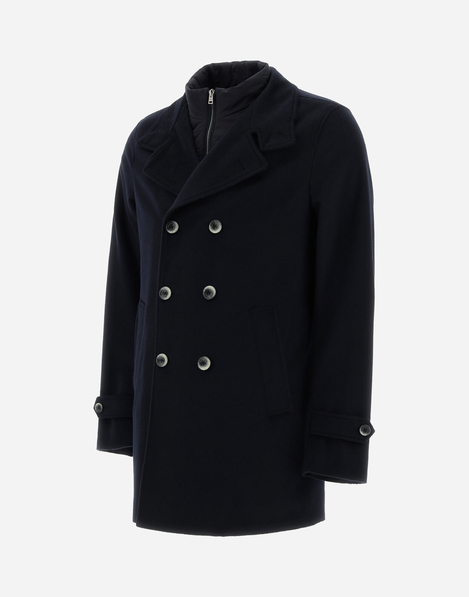 NEW WOOL CASHMERE AND NUAGE PEACOAT in Navy Blue for Men Herno
