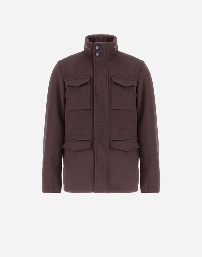 Herno FIELD JACKET IN WOOL, CASHMERE AND ECOAGE Dark Chocolate FI000128U333188800