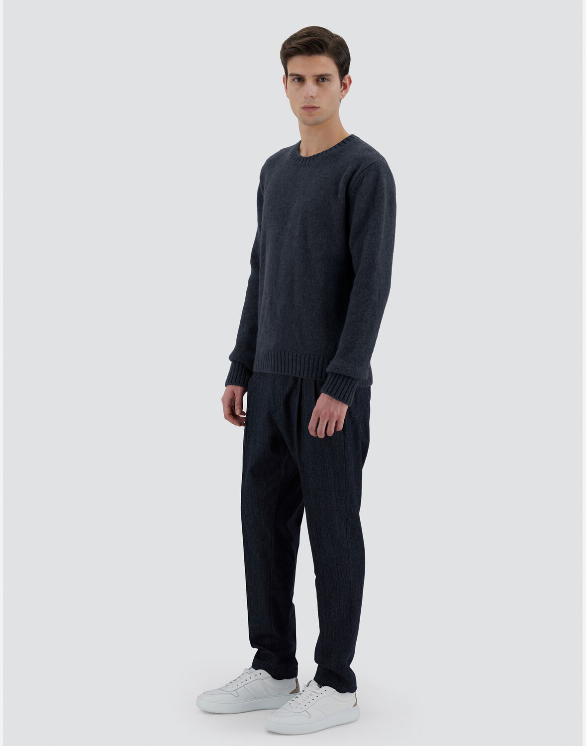 Herno プレーン アルパカ ウール ニットトップス In Navy Blue