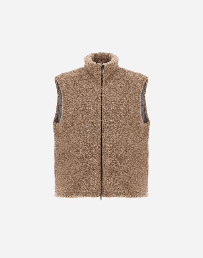 Herno RESORT VEST IN CASHMERE-FEEL FLANNEL Light Taupe GI00113UR128952600