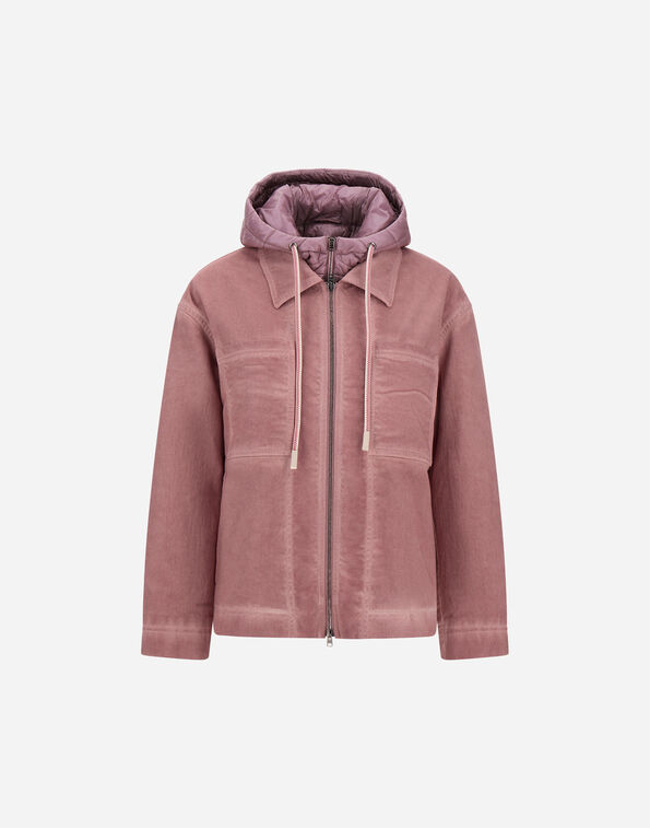 Herno SHORT PARKA IN DENIM-EFFECT GABARDINE AND NYLON ULTRALIGHT Pink GI000412D133424138