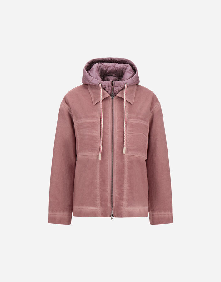 Herno SHORT PARKA IN DENIM-EFFECT GABARDINE AND NYLON ULTRALIGHT Pink GI000412D133424138
