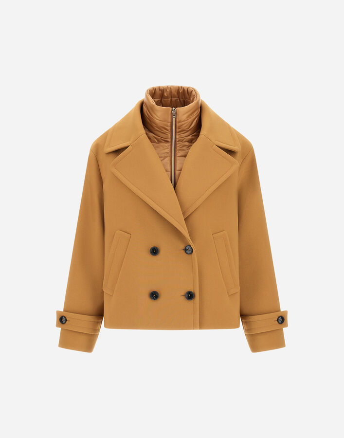 Herno PEA COAT IN 2-LAYER SCUBA AND NYLON ULTRALIGHT Camel GC000531D127712157