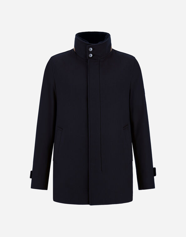 Herno SHORT COAT IN PURE CASHMERE AND SUEDE EFFECT Dark Blue GC000124U381269290