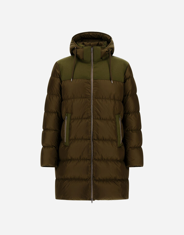 Herno LONG JACKET IN NYLON CHAMONIX AND PURE WOOL CLOTH Military PI001252U12004Z7740