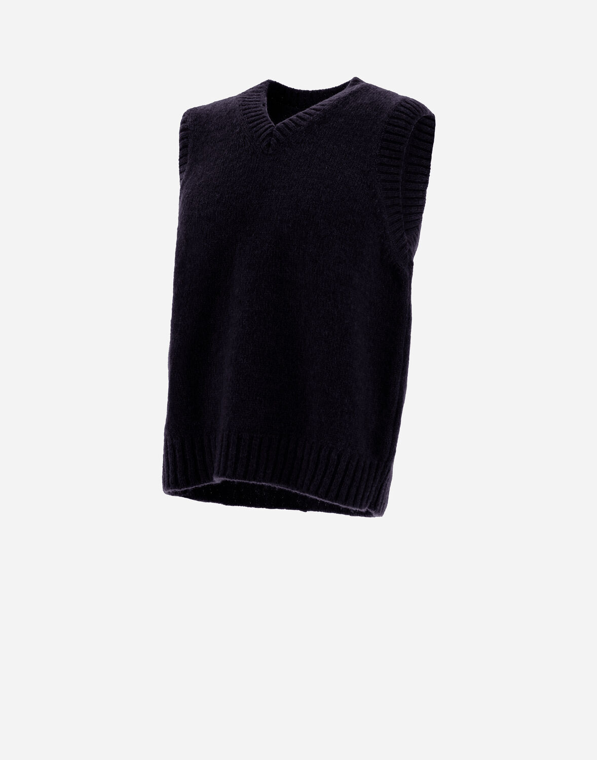 Herno Vest In Plain Alpaca Wool In Navy Blue