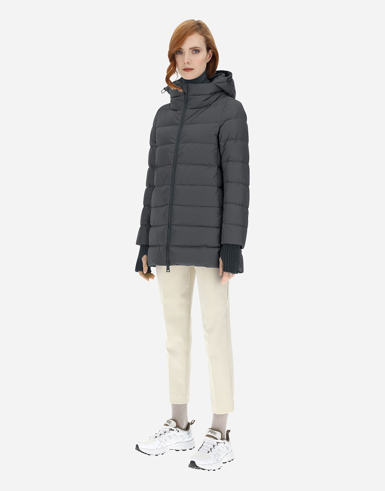 売り出し卸値 新品 HERNO レディース ダウンシャモニーAシェイプ