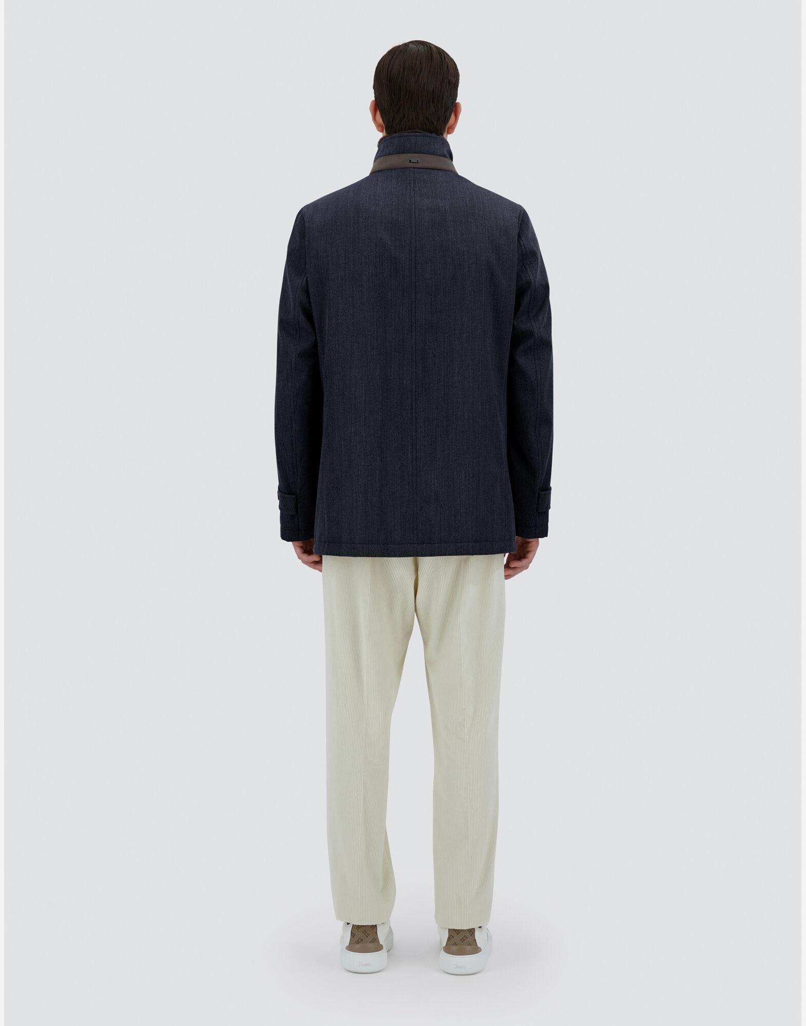 PALETOT EN DIAGONAL WOOL ET LIGHT FAUX FUR en Bleu marine pour homme Herno