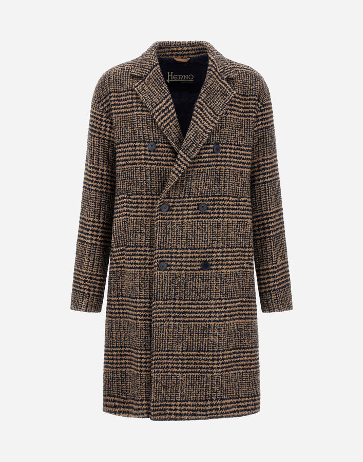 Herno COAT IN PRINCE OF WALES Blue/Camel CA000218U33465R2192