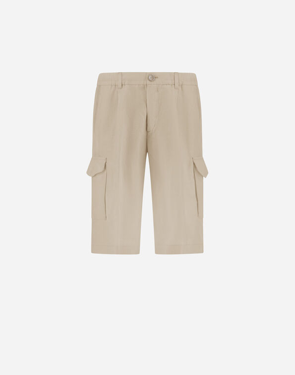 Herno CARGO SHORTS IN FADE-EFFECT LINEN WITH TROPICAL PRINT Chantilly PT00054UR17105Z1986