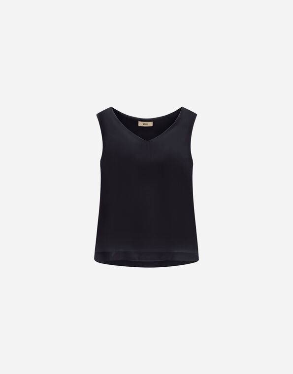 Herno V-NECK TOP IN LUCENT CADY Black BL000051D12875S9300
