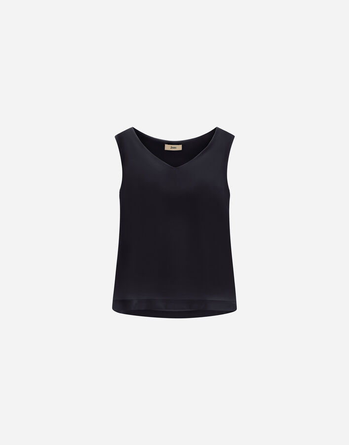 Herno V-NECK TOP IN LUCENT CADY Black BL000051D12875S9300