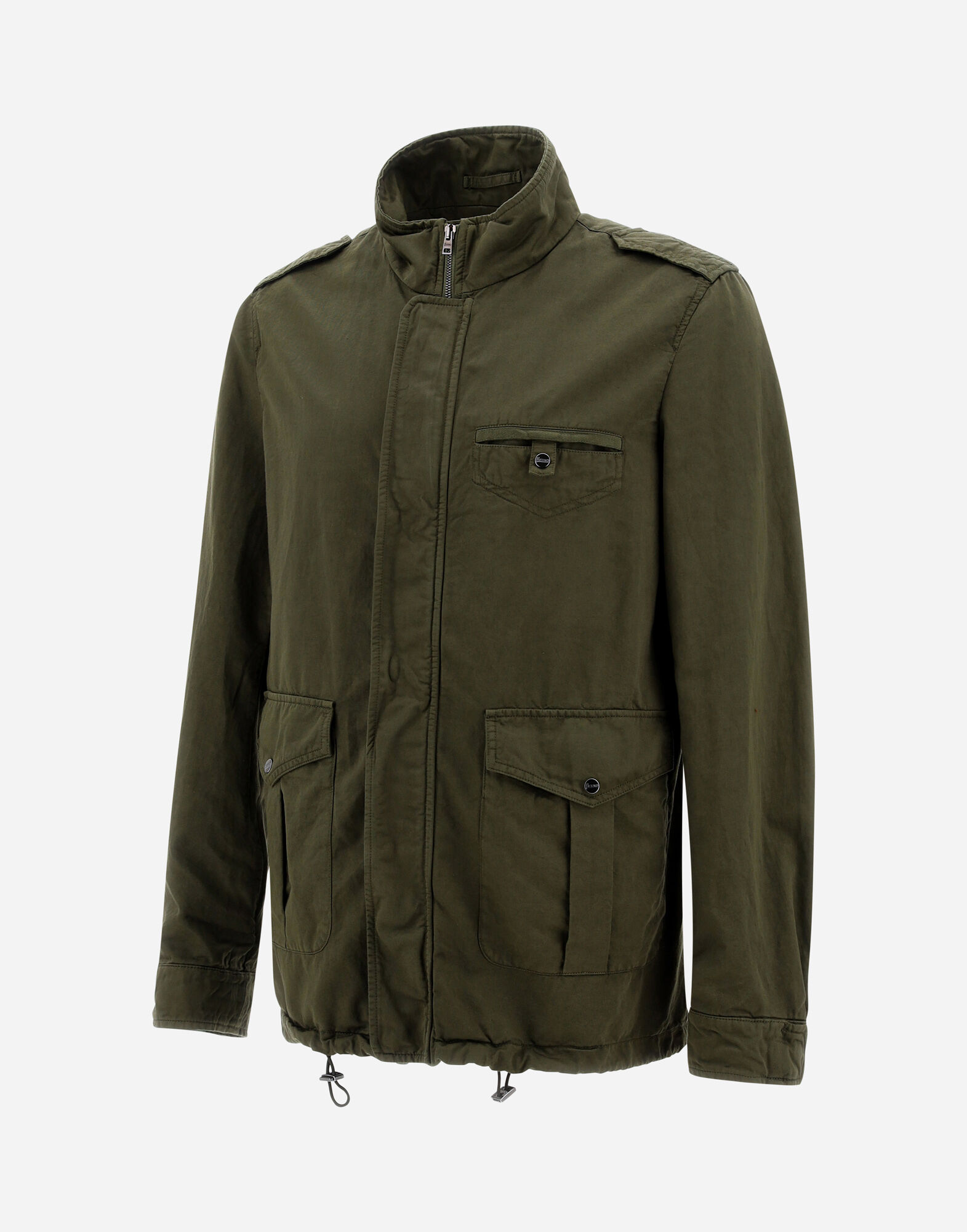GARMENT DYED LINEN AND COTTON FIELD JACKET in Light Military for Men Herno