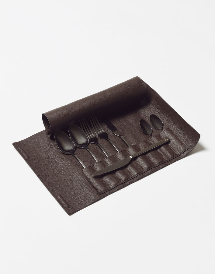 Herno CUTLERY SET WITH LEATHER CASE Cacao SILVERWAREPELLE028900