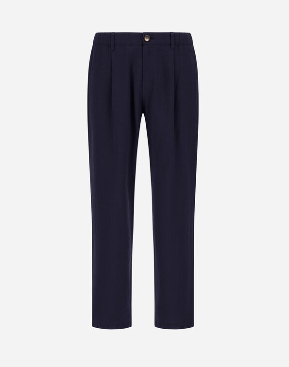 Herno TROUSERS IN COTTON LINEN POPELINE Navy Blue PT000185U171479200